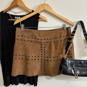 Y2K Mini Brown Leather Skirt